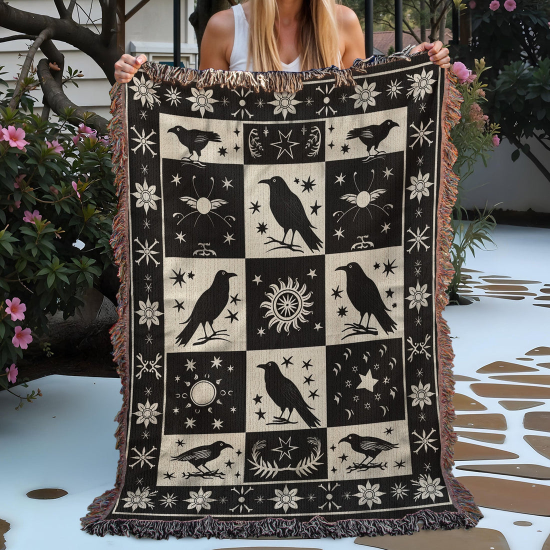 Black Crow Moonlight Woven Blanket