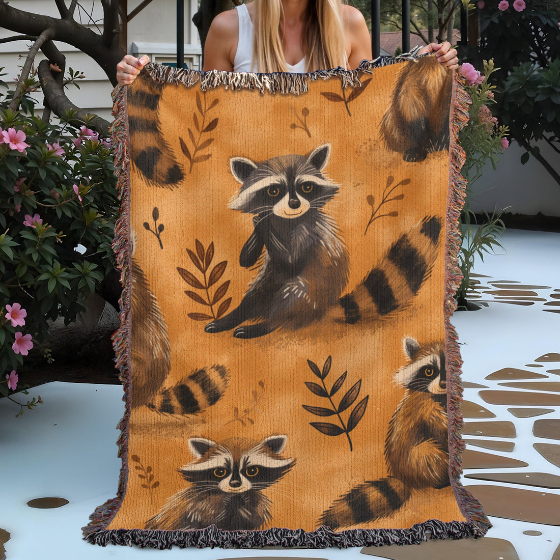 Raccoon Retreat Cozy Woven Blanket