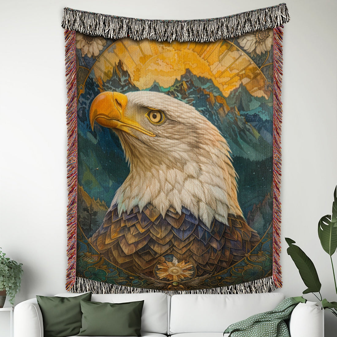 Art Nouveau Eagle Woven Blanket
