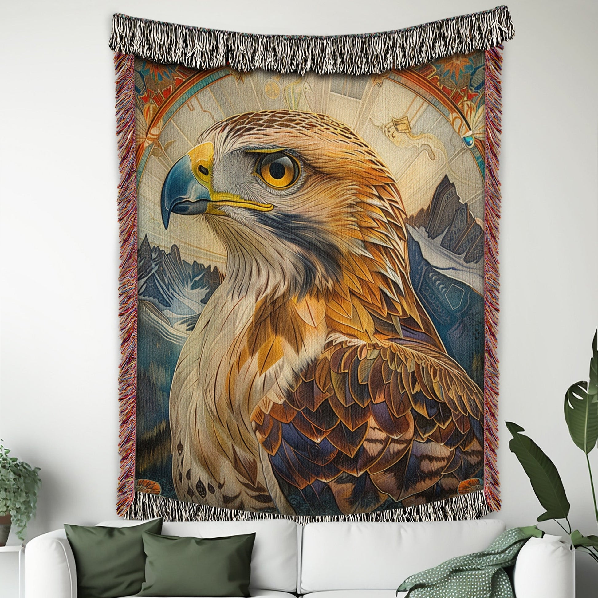 Red Tail Hawk Woven Blanket