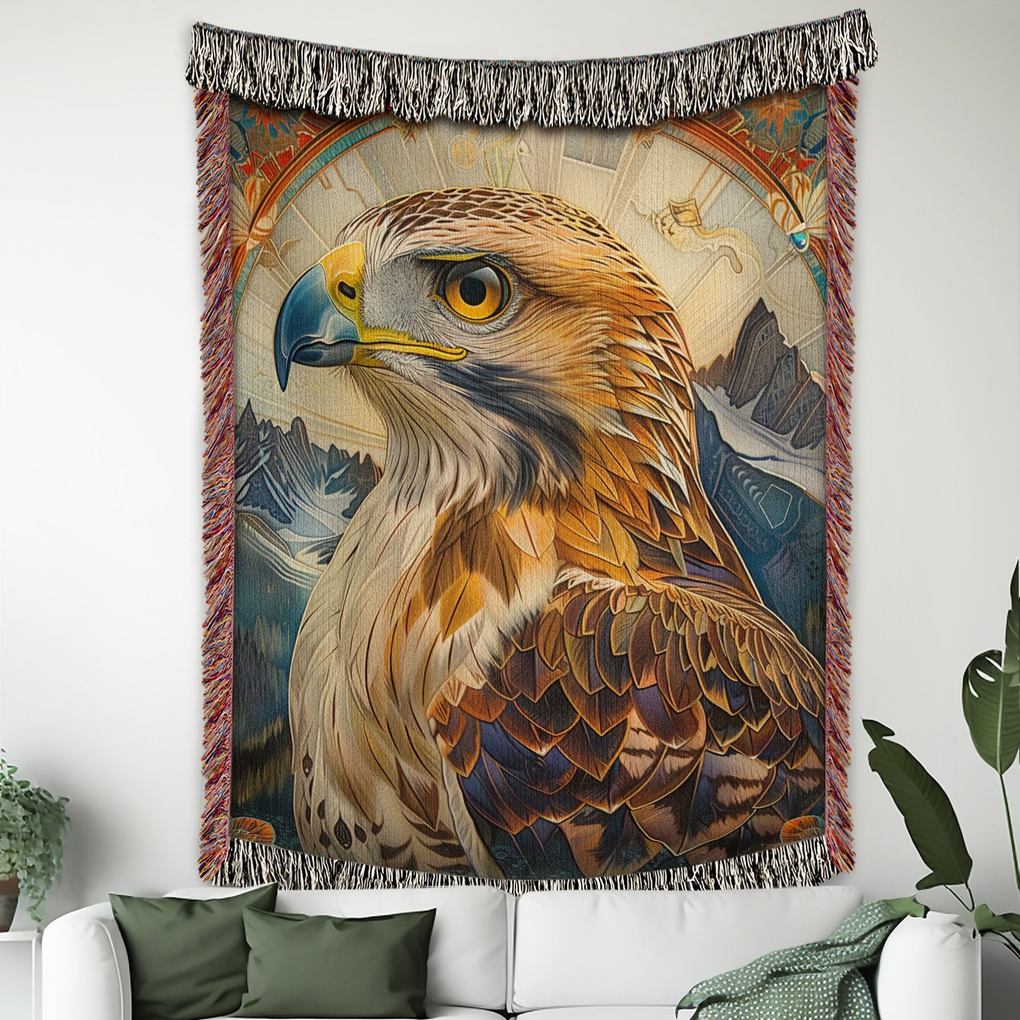 Red Tail Hawk Woven Blanket