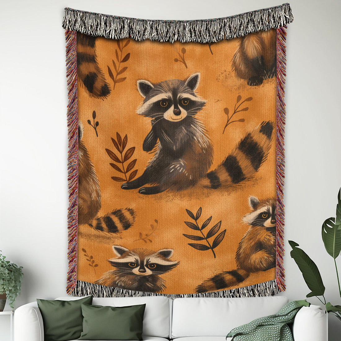 Raccoon Retreat Cozy Woven Blanket