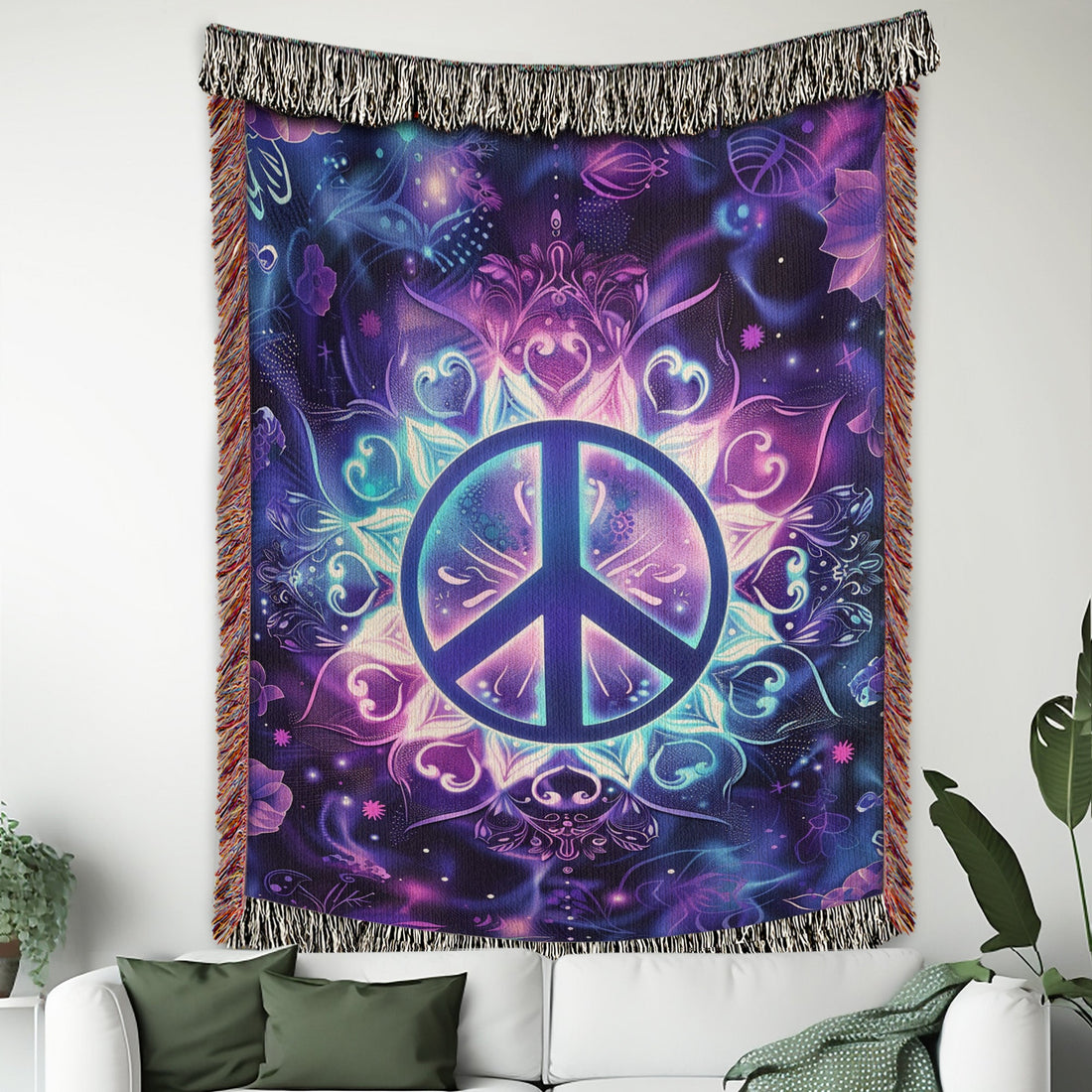 Miracle Peace Symbol Woven Blanket