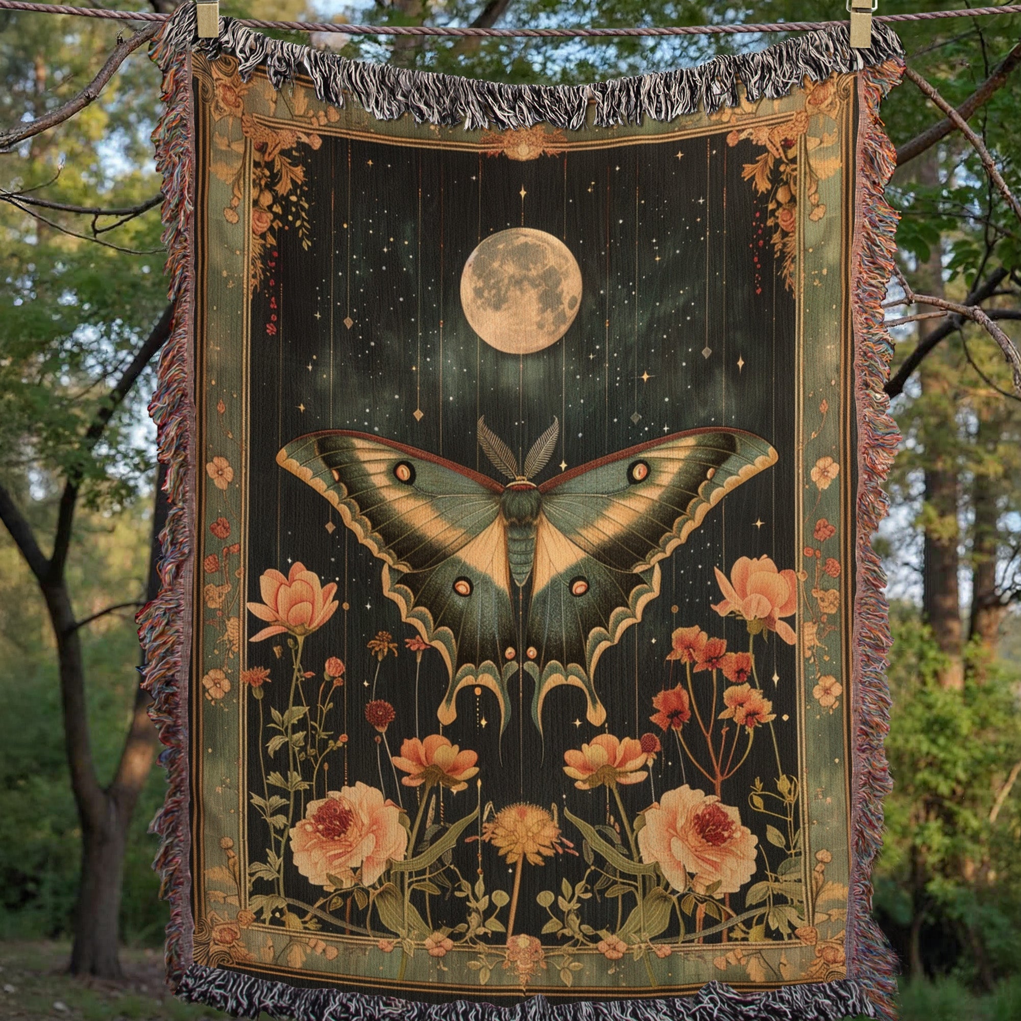 Night Garden Butterfly Cotton Blanket