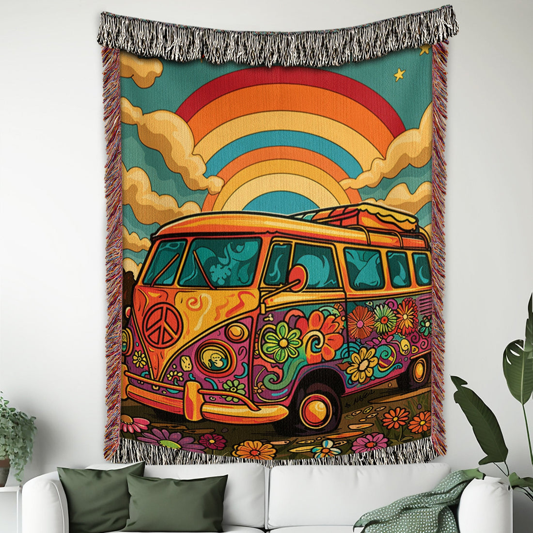Retro Camper Vibe Woven Blanket