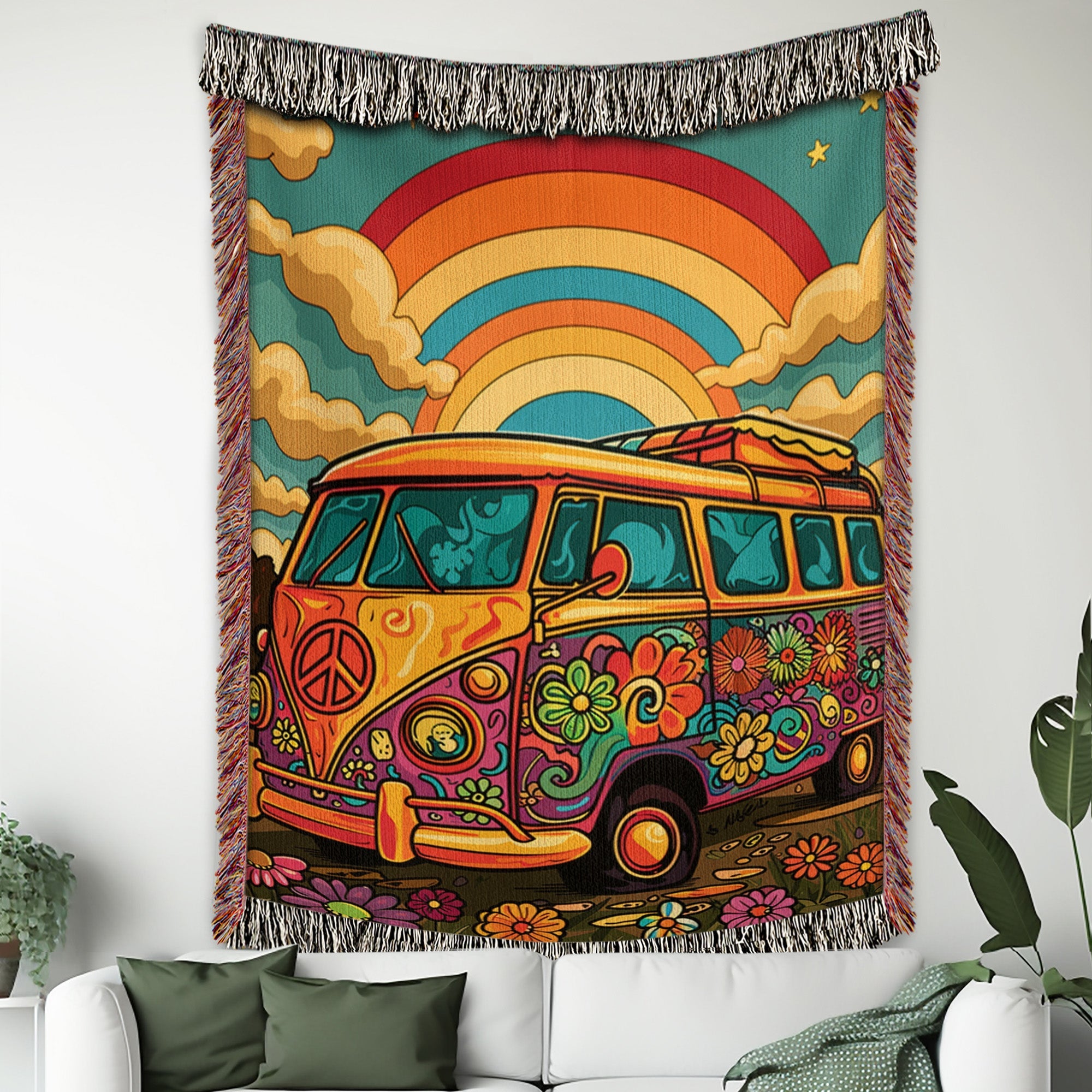 Retro Camper Vibe Woven Blanket