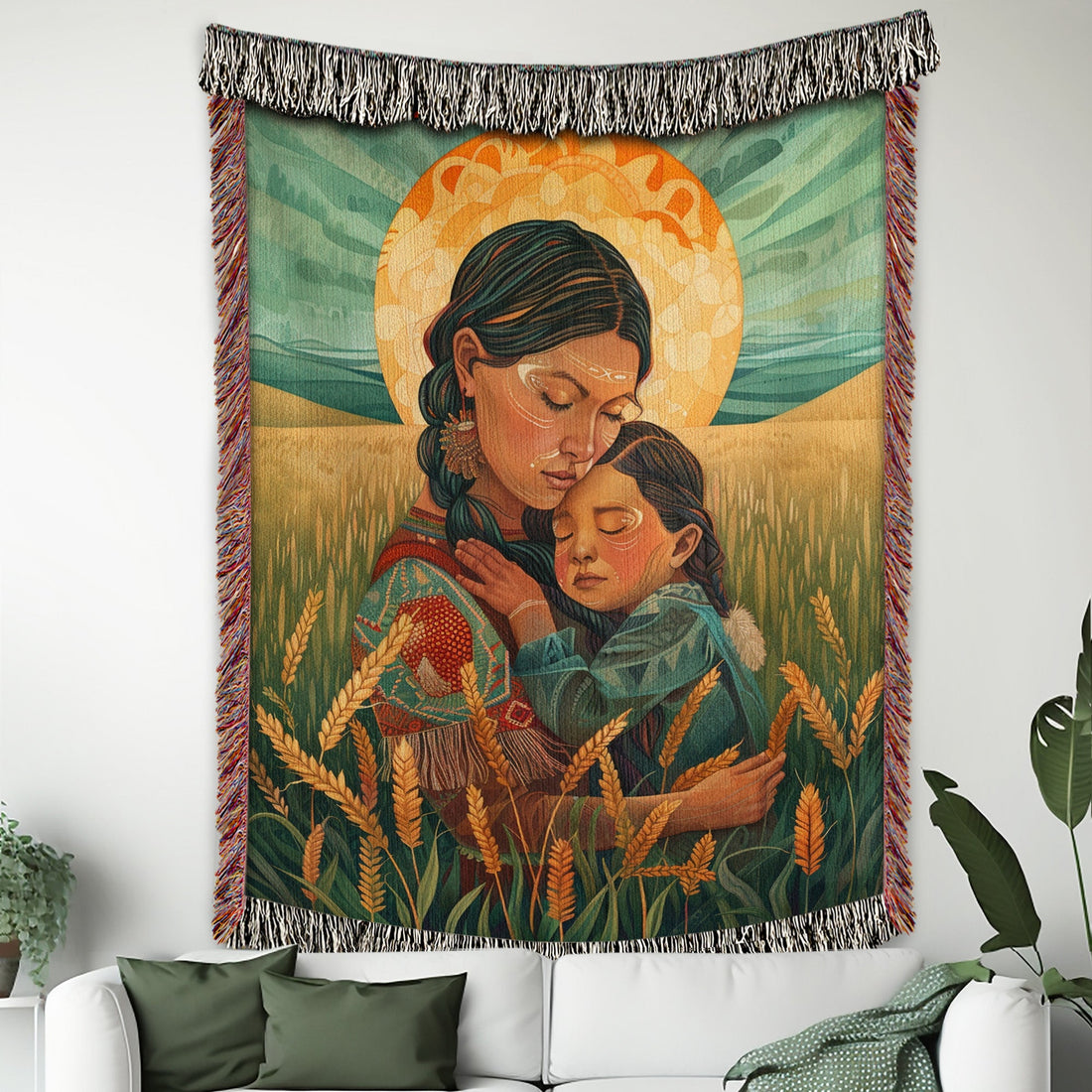 Native Mother’s Embrace Woven Blanket
