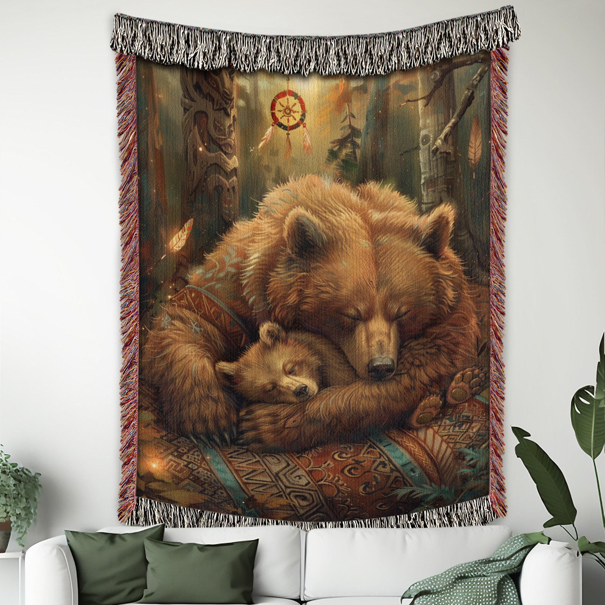 Bear’s Dreamy Sleep Woven Blanket