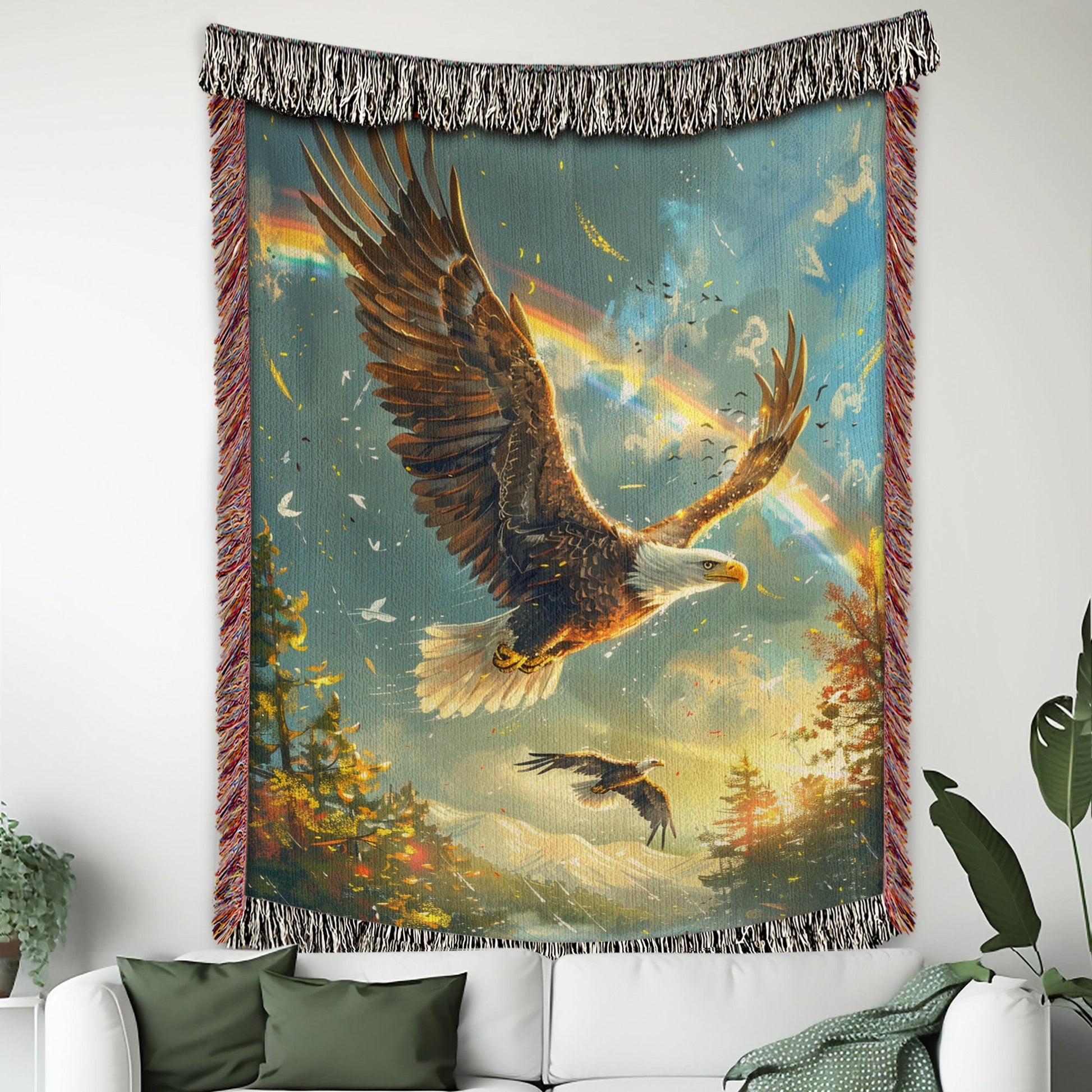 Rainbow Eagles Woven Blanket