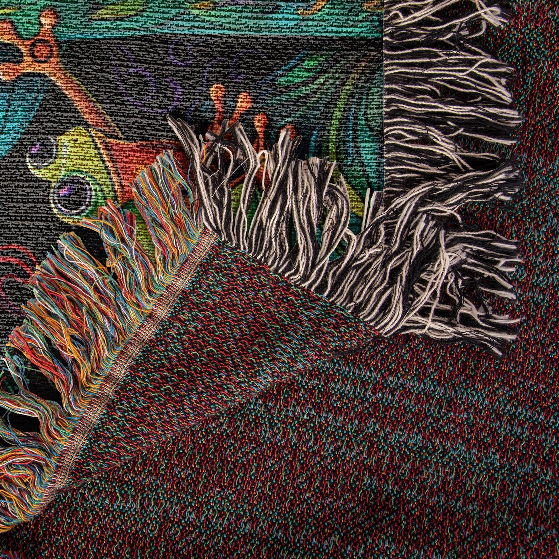 Frog Daisy Peace Woven Blanket