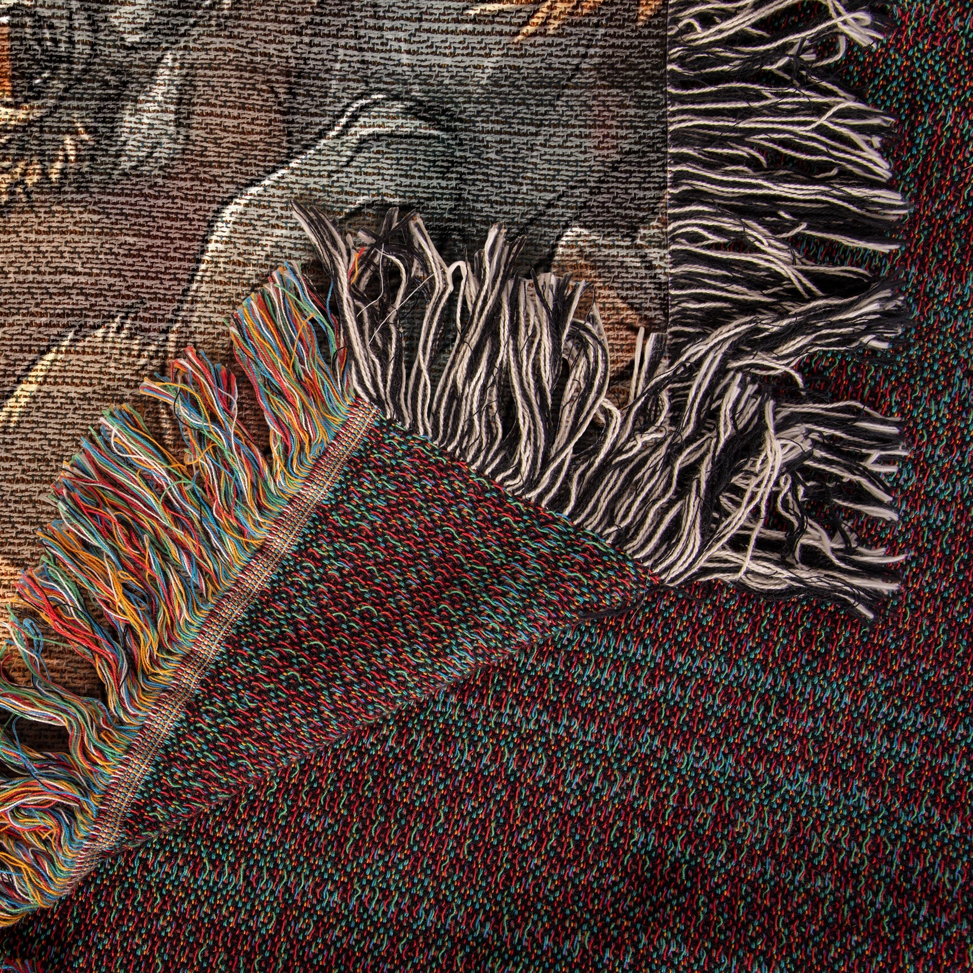 Mom and Baby Wolf Woven Blanket