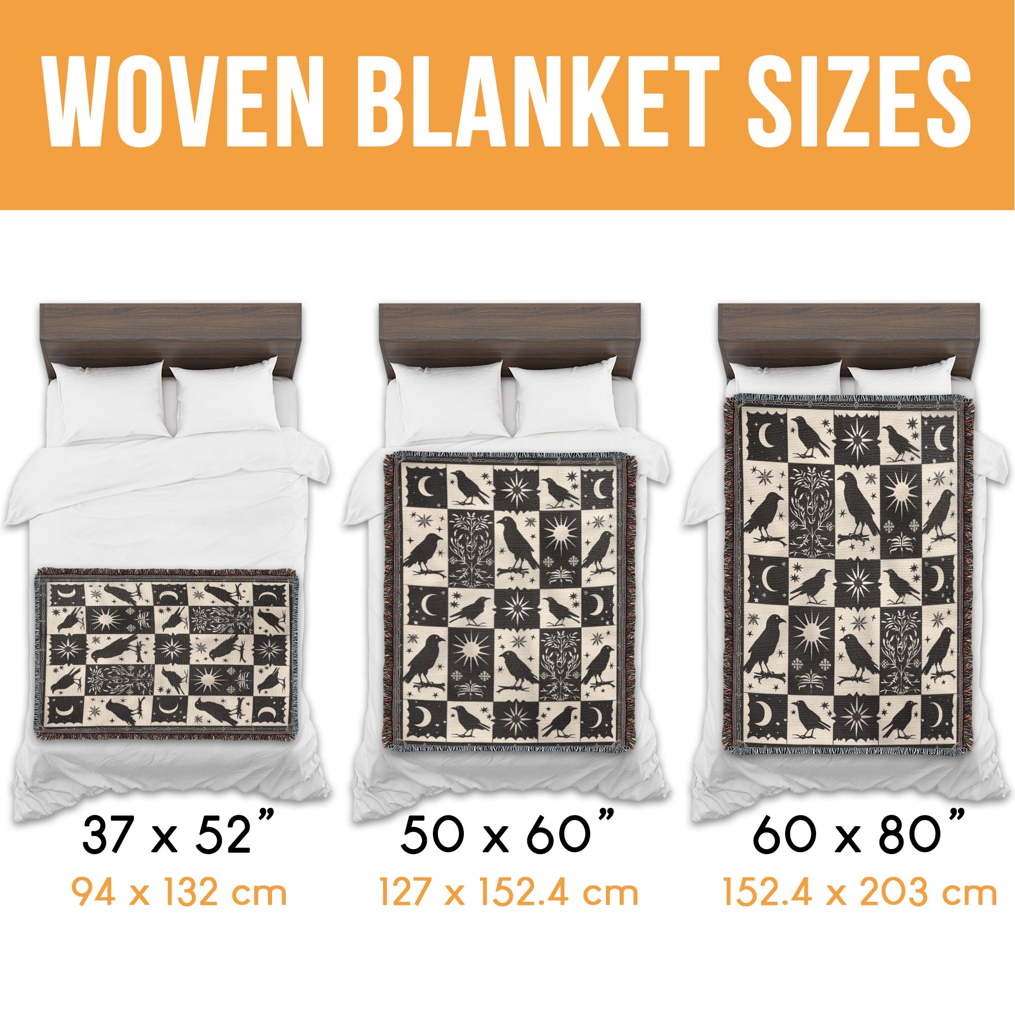 Black Crow Moon Woven Blanket