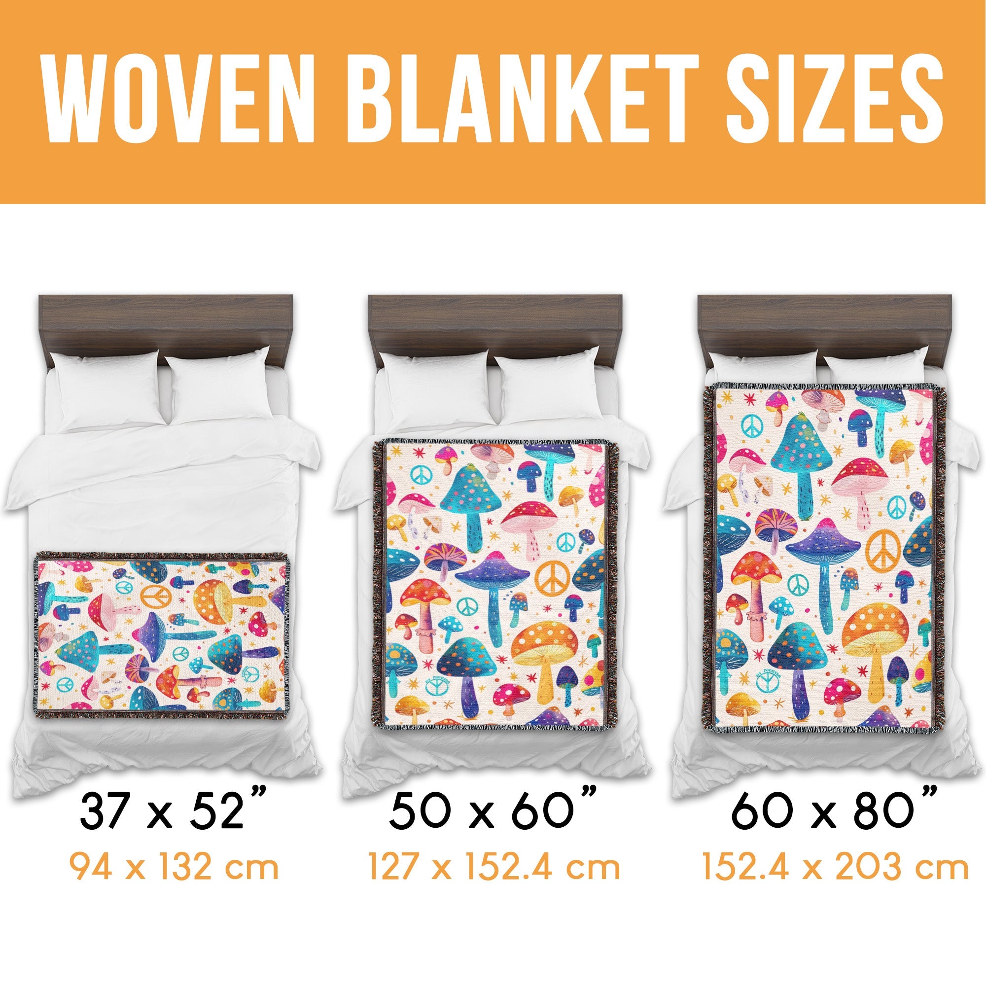 Mushroom Peace Woven Blanket