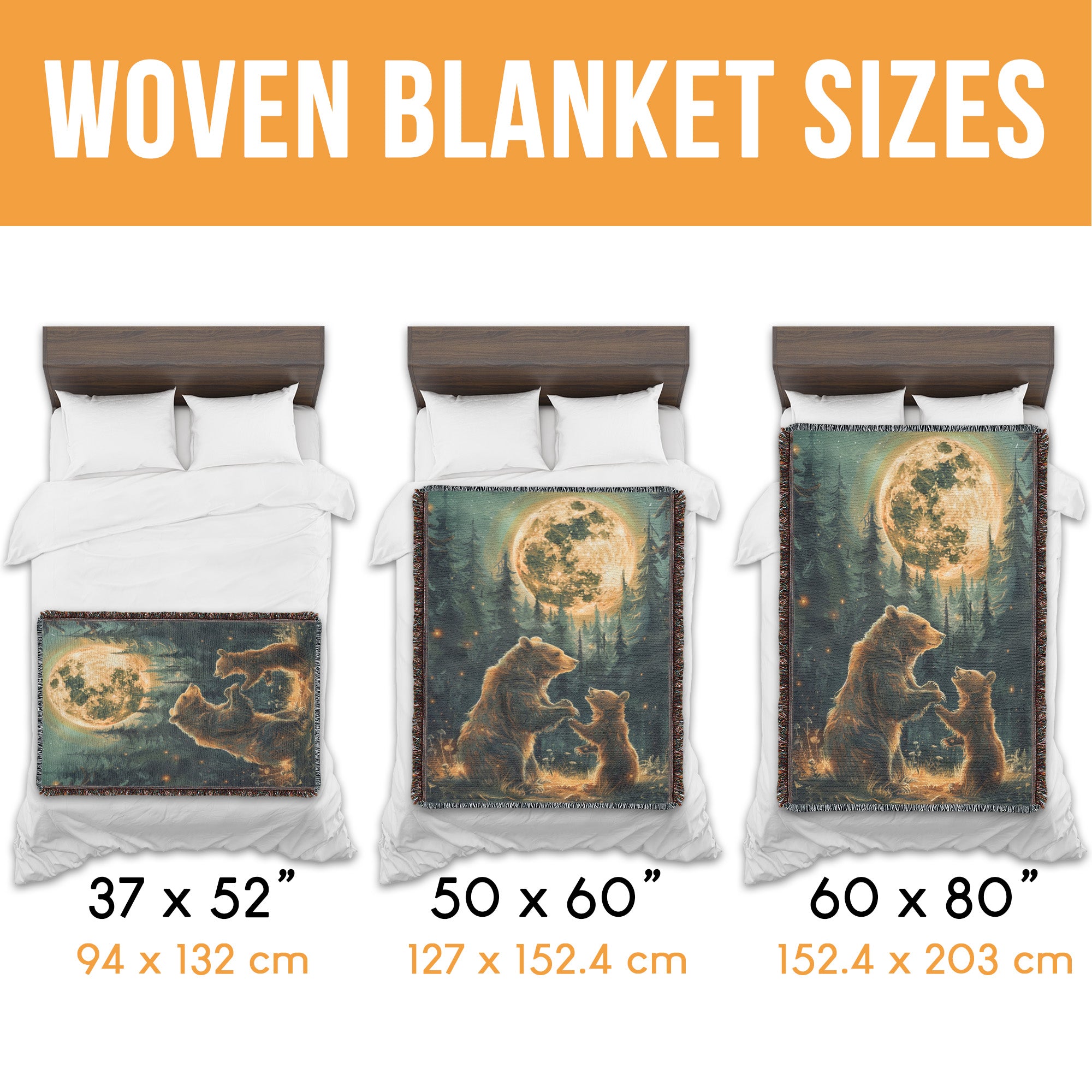 Moonlit Bear Frolic Woven Blanket