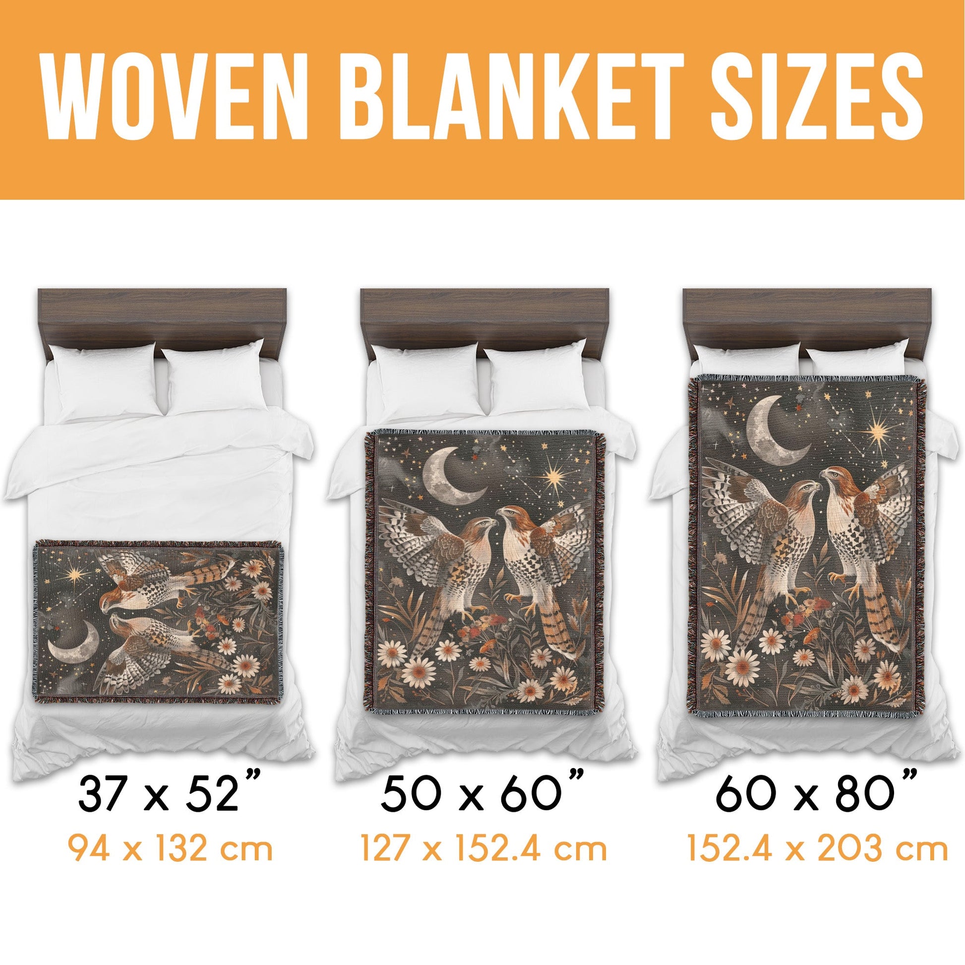 Red Tail Hawk Couple Woven Blanket