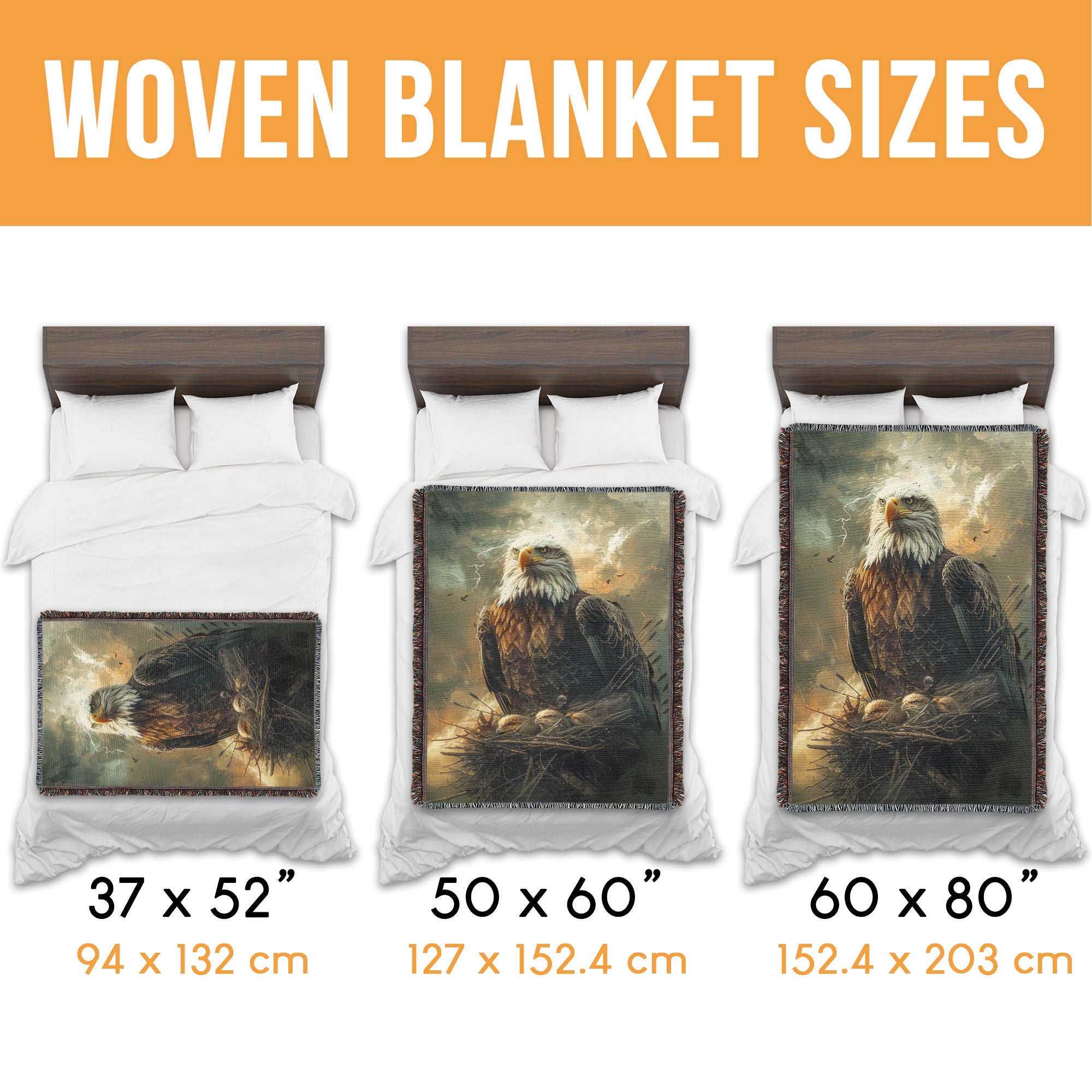 Eagle Protect Eaglets Woven Blanket