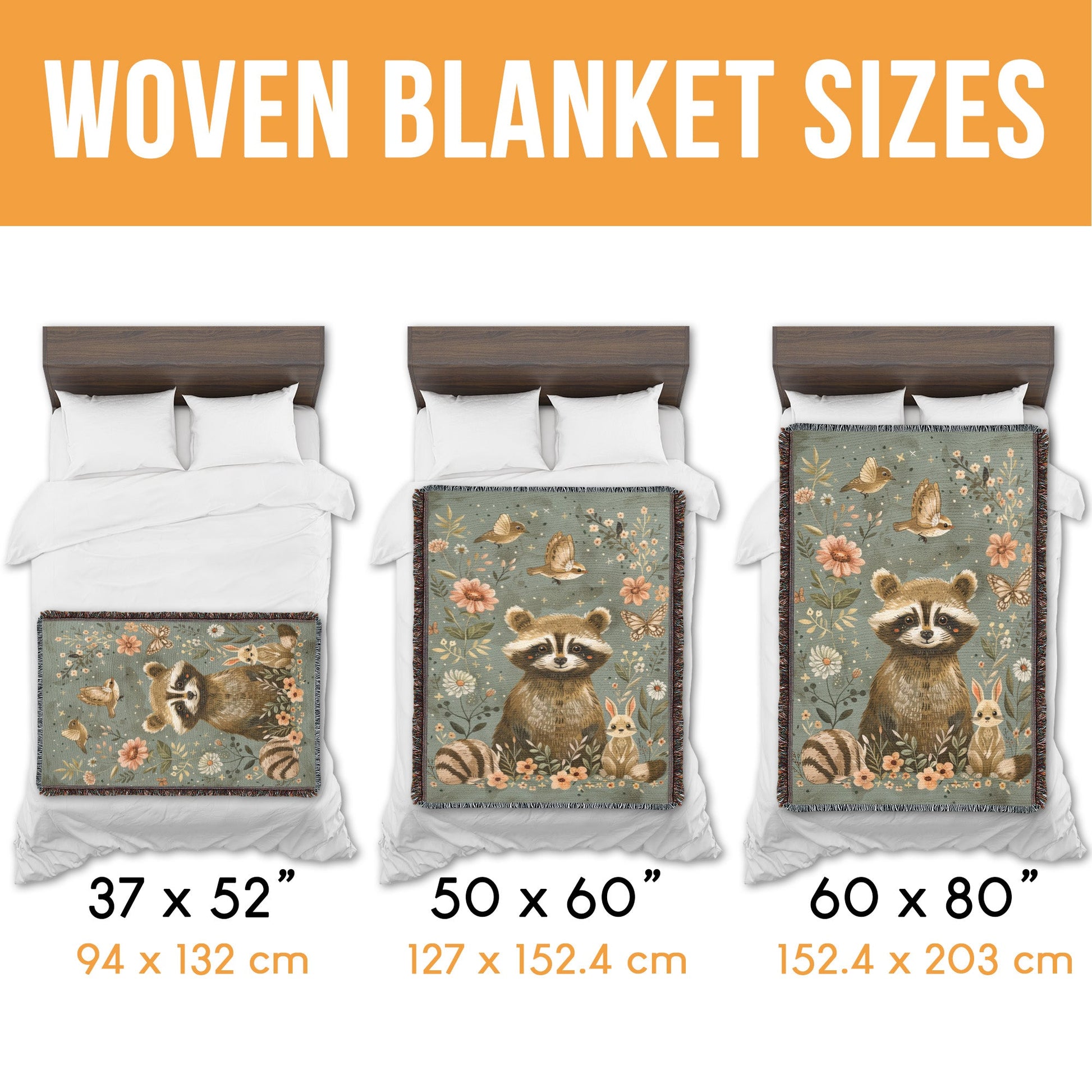 Woodland Raccoon Woven Blanket