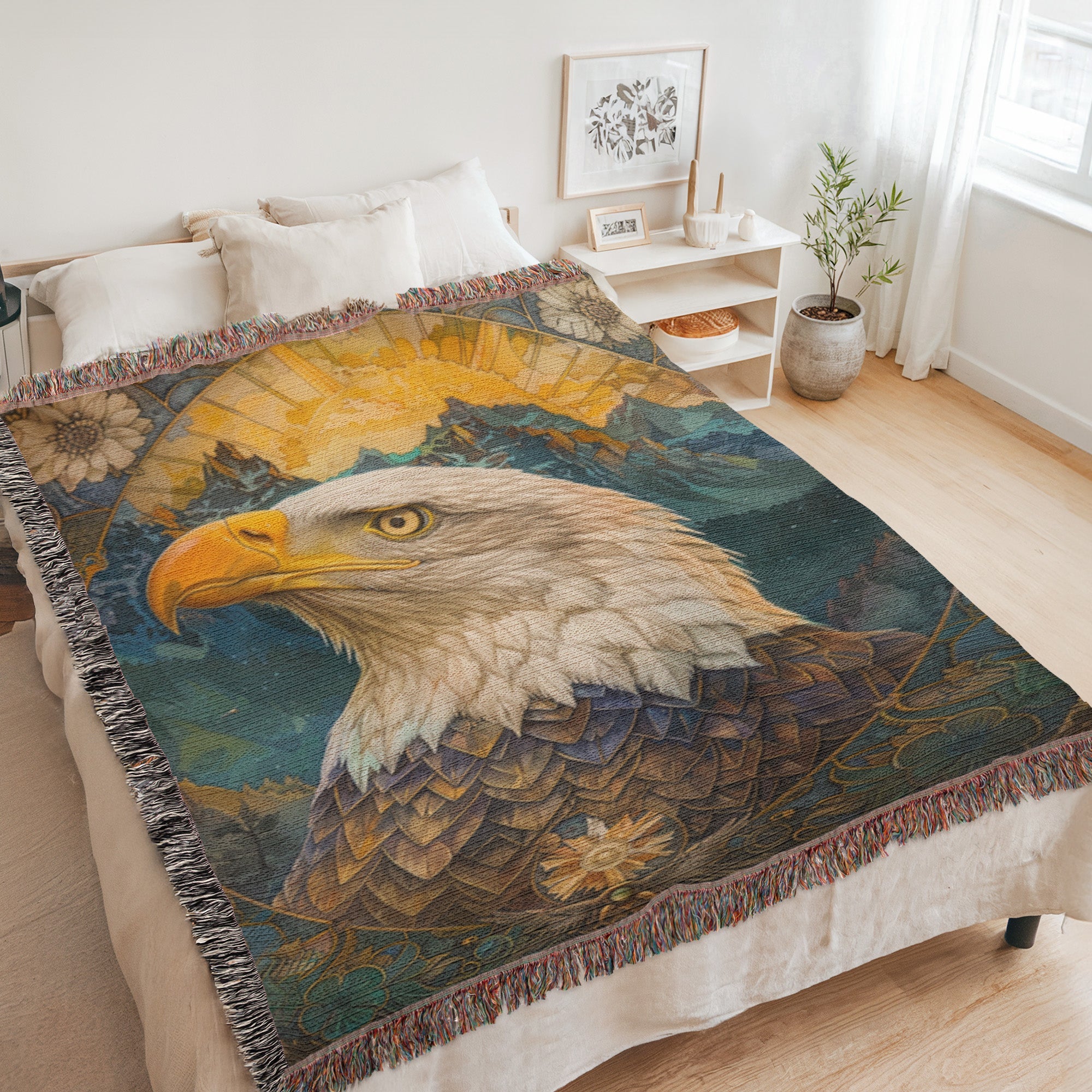 Art Nouveau Eagle Woven Blanket
