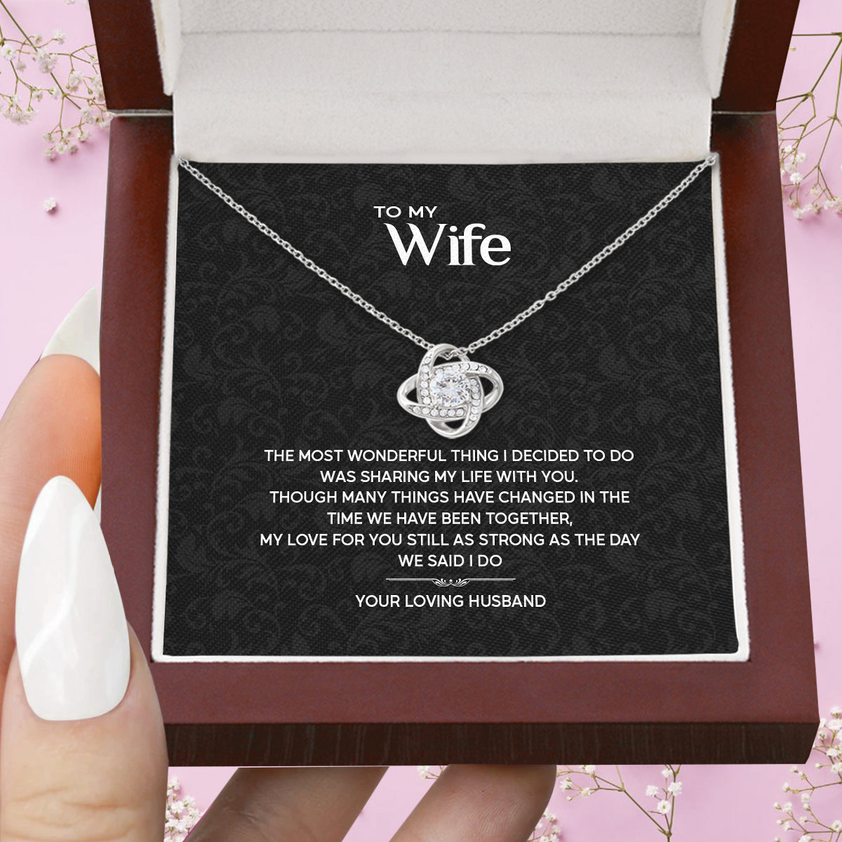 The Most Wonderful Thing I Decided To Do, To My Wife Love Knot Necklace, Wife Birthday Gift, Anniversary Gift For Wife