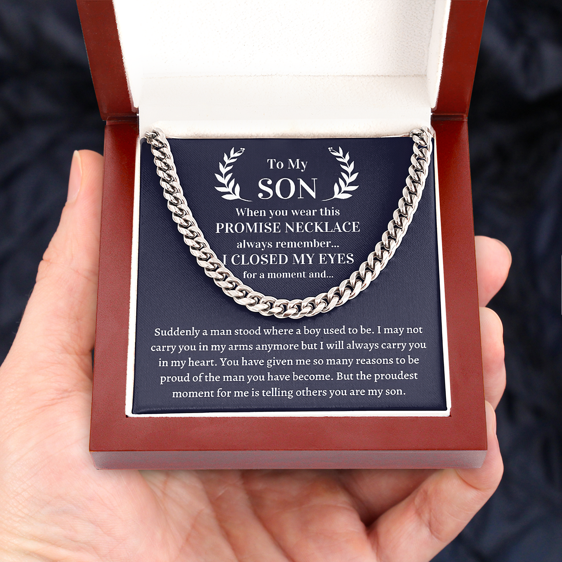 Gift for Son Cuban Necklace - The proudest moment for me is telling others you are my son