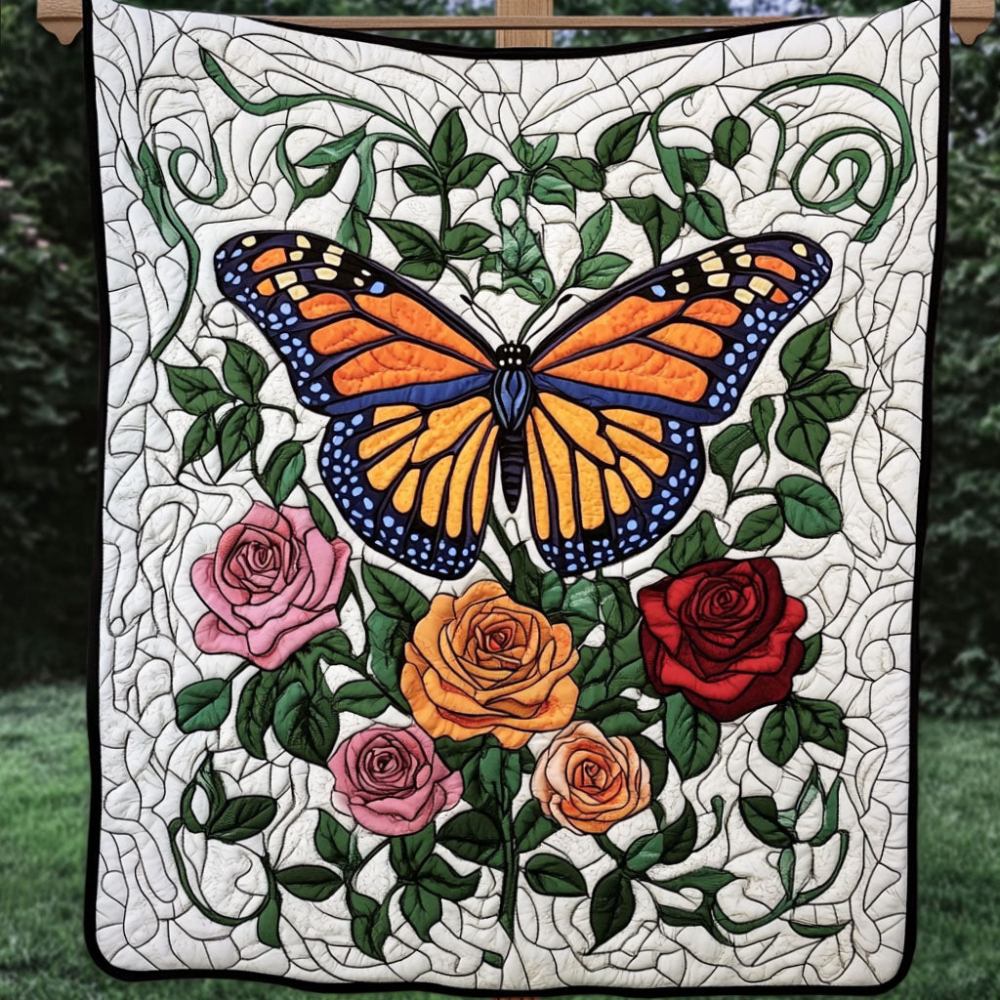 Monarch Delight Quilted Blanket Christmas Holiday Great Butterfly Lover Gifts - Marykun
