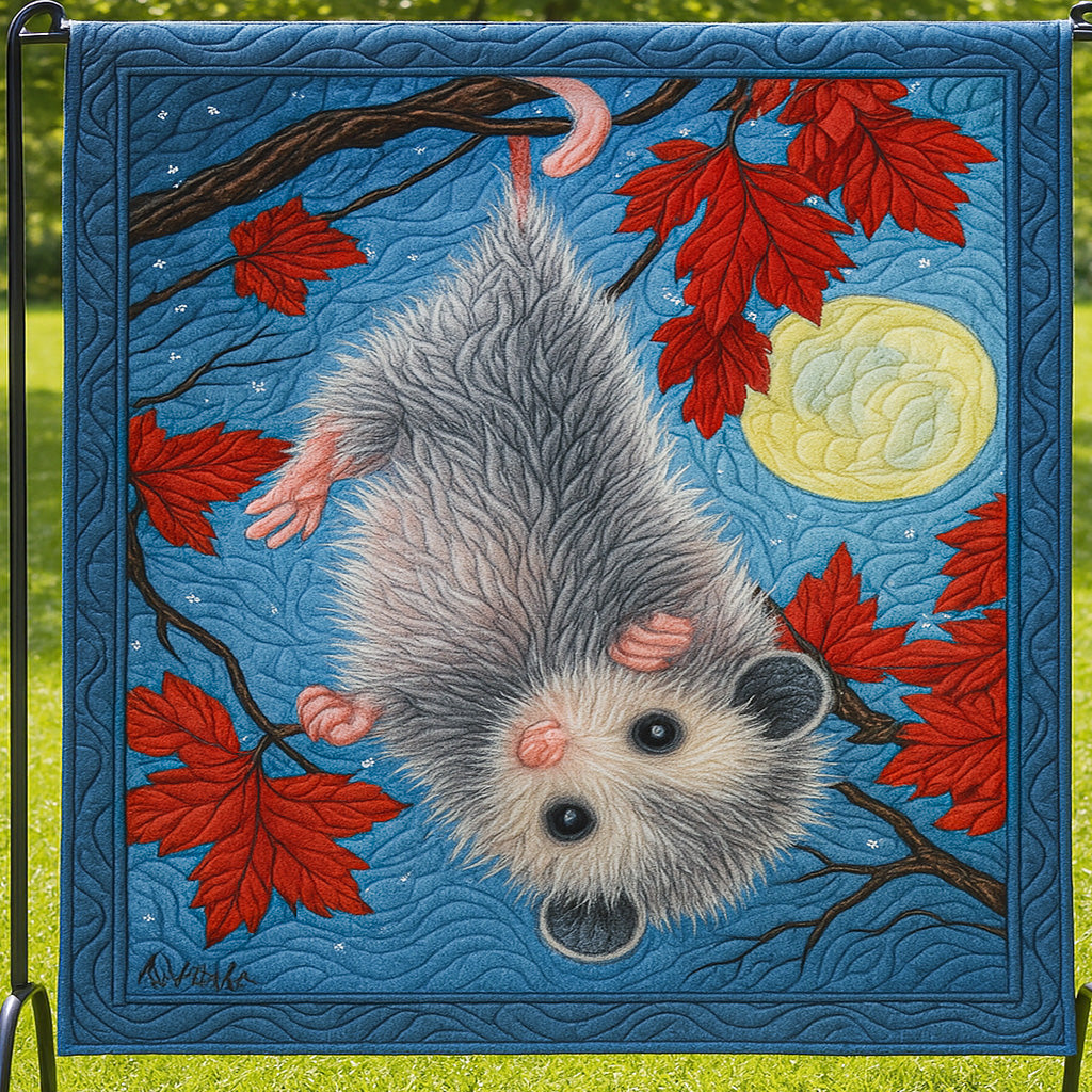 Moonlight Mischief Quilted Blanket Best Couch Throw Blanket Funny Opossum Gifts - Marykun