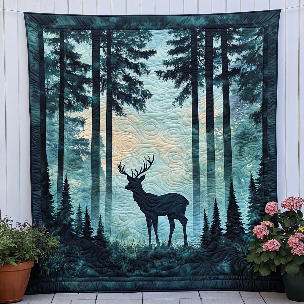 Moonlit Deer Quilted Blanket Winter Decor Blanket African American Gifts For Women - Marykun