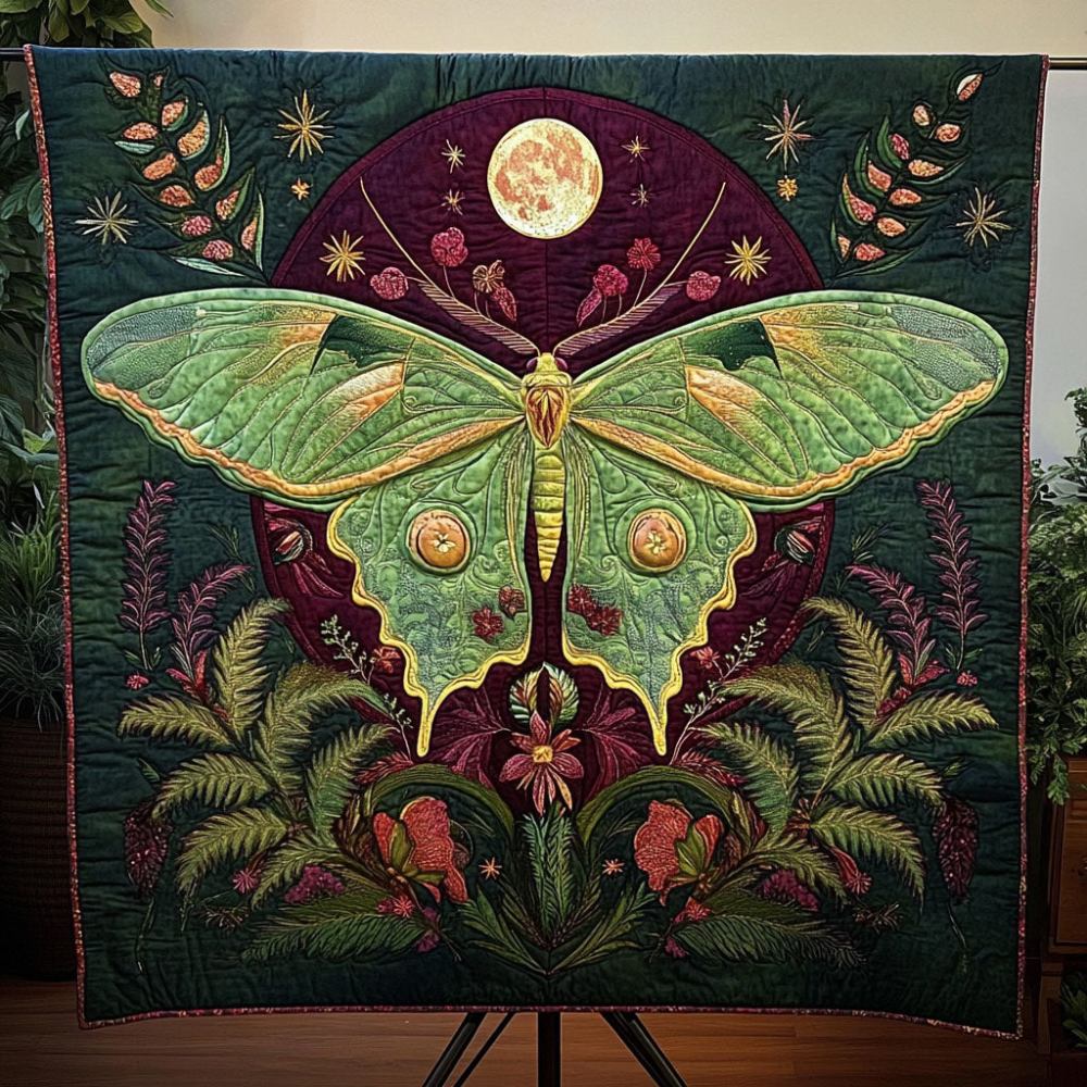 Moonlit Flight Quilted Blanket Best Throw Blanket Butterfly Gifts For Mom - Marykun