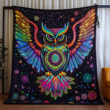 Moonlit Guardian Quilted Blanket Christmas Room Decor Gift For Owl Lover - Marykun