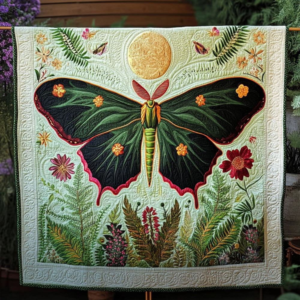 Moonlit Moth Quilted Blanket Best Throw Blanket Butterfly Themed Gifts For Adults - Marykun
