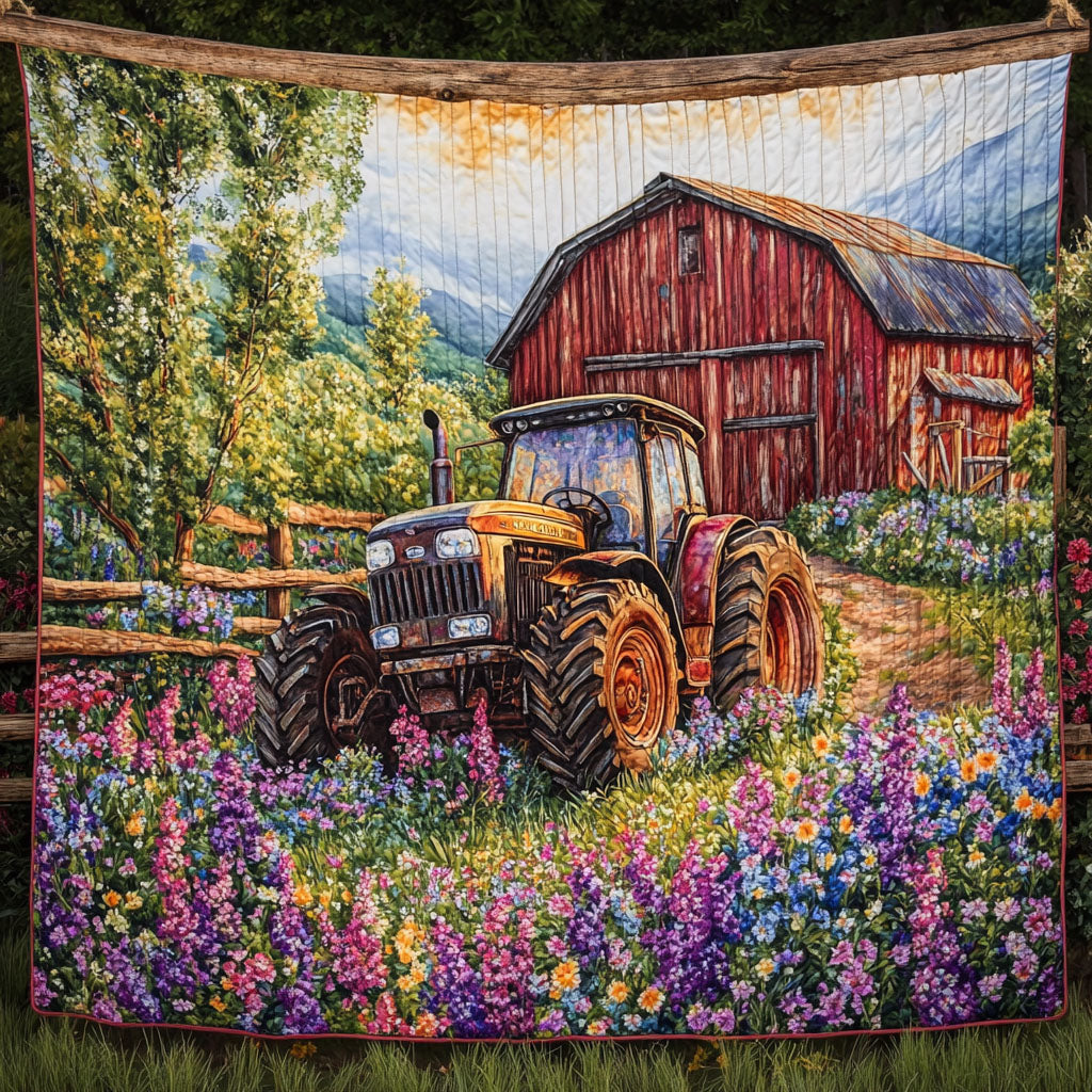 Morning Sun Tractor Quilted Blanket Holiday Throw Blanket Tractor Gifts For Dad - Marykun