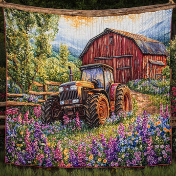 Morning Sun Tractor Quilted Blanket Holiday Throw Blanket Tractor Gifts For Dad - Marykun