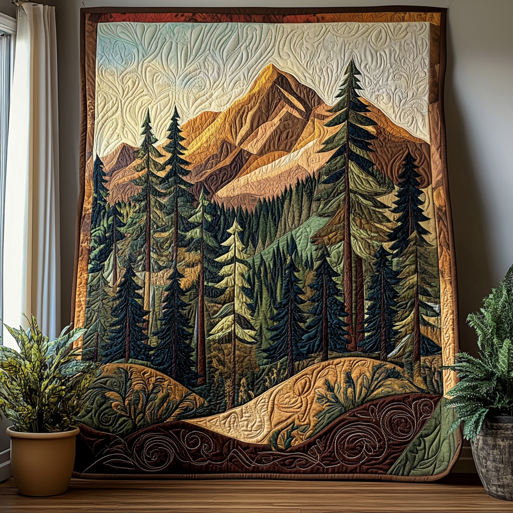 Mossy Pine Quilted Blanket Xmas Holiday Presents For Nature Lovers - Marykun