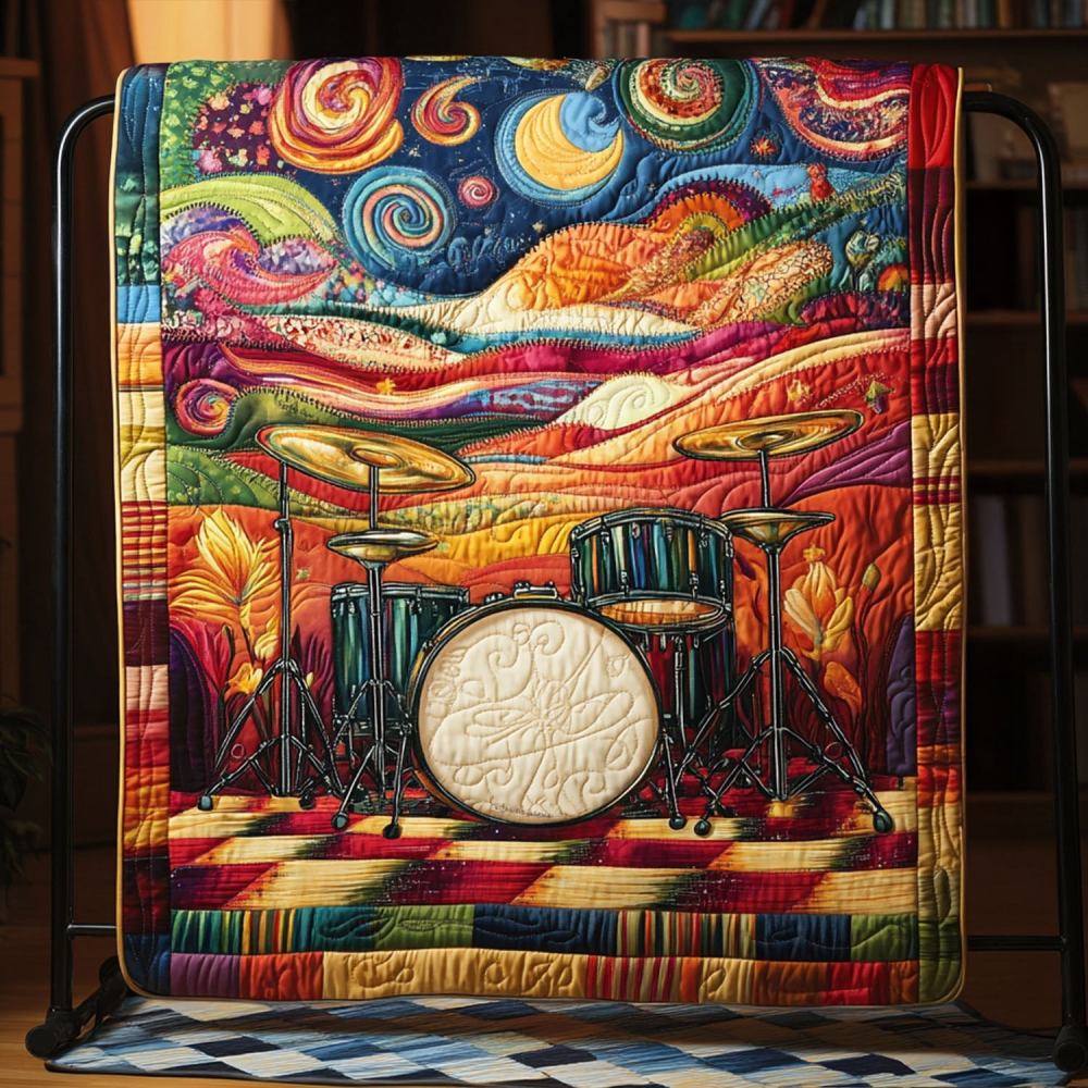 Music of the Soul Quilted Blanket Cute Throw Blanket Best Christmas Gifts For Drummers - Marykun