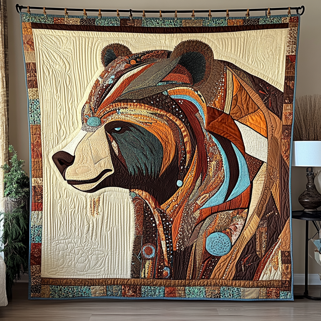 Mystic Bear Quilted Blanket Best Throw Blanket Native American Mom Gift ideas - Marykun