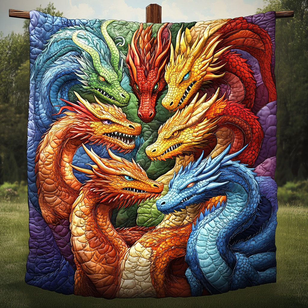 Mystic Dragon Quilted Blanket Bedroom Xmas Decor Dragon Gifts For Son - Marykun