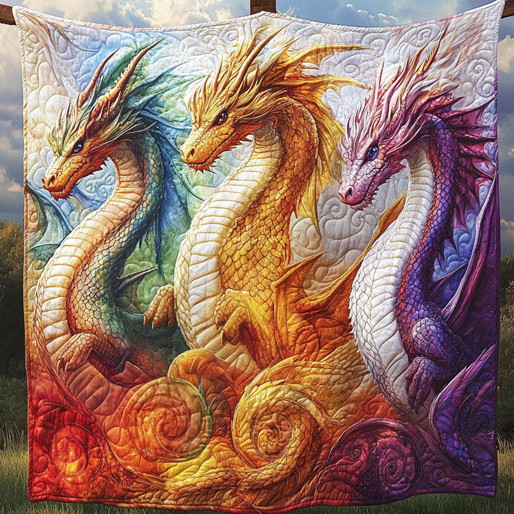Mystic Fire Quilted Blanket Holiday Throw Blanket Dragon Gifts For Brothers - Marykun