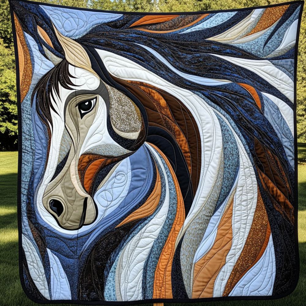 Mystic Ride Quilted Blanket Christmas Holiday Gifts For Horse Back Riders - Marykun