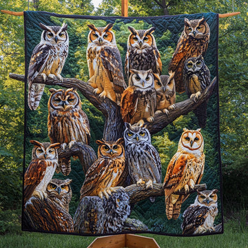 Nestled Wisdom Quilted Blanket Winter Decor Blanket Owl Gift Ideas For Men - Marykun