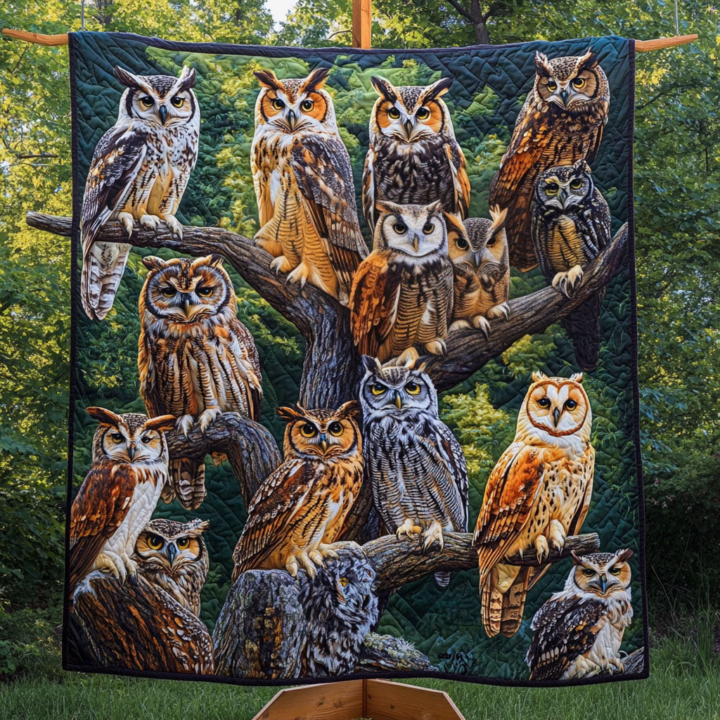 Nestled Wisdom Quilted Blanket Winter Decor Blanket Owl Gift Ideas For Men - Marykun