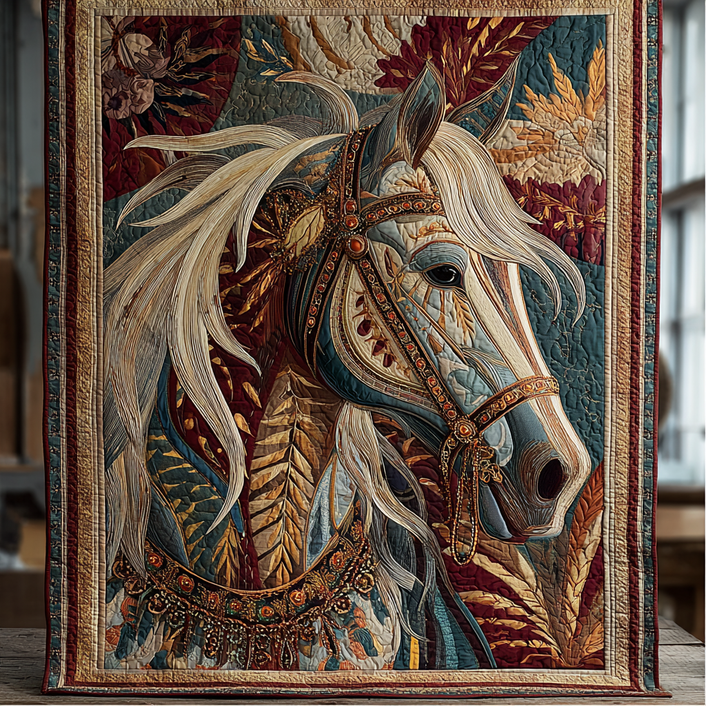 Noble Horse Quilted Blanket Christmas Throw Blanket Best Presents For Lion Lovers Birthday - Marykun