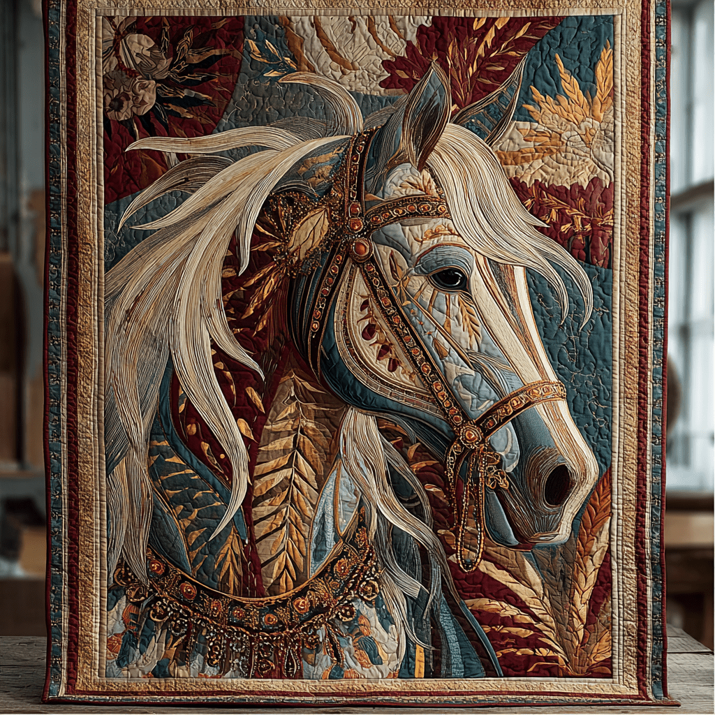 Noble Horse Quilted Blanket Christmas Throw Blanket Best Presents For Lion Lovers Birthday - Marykun