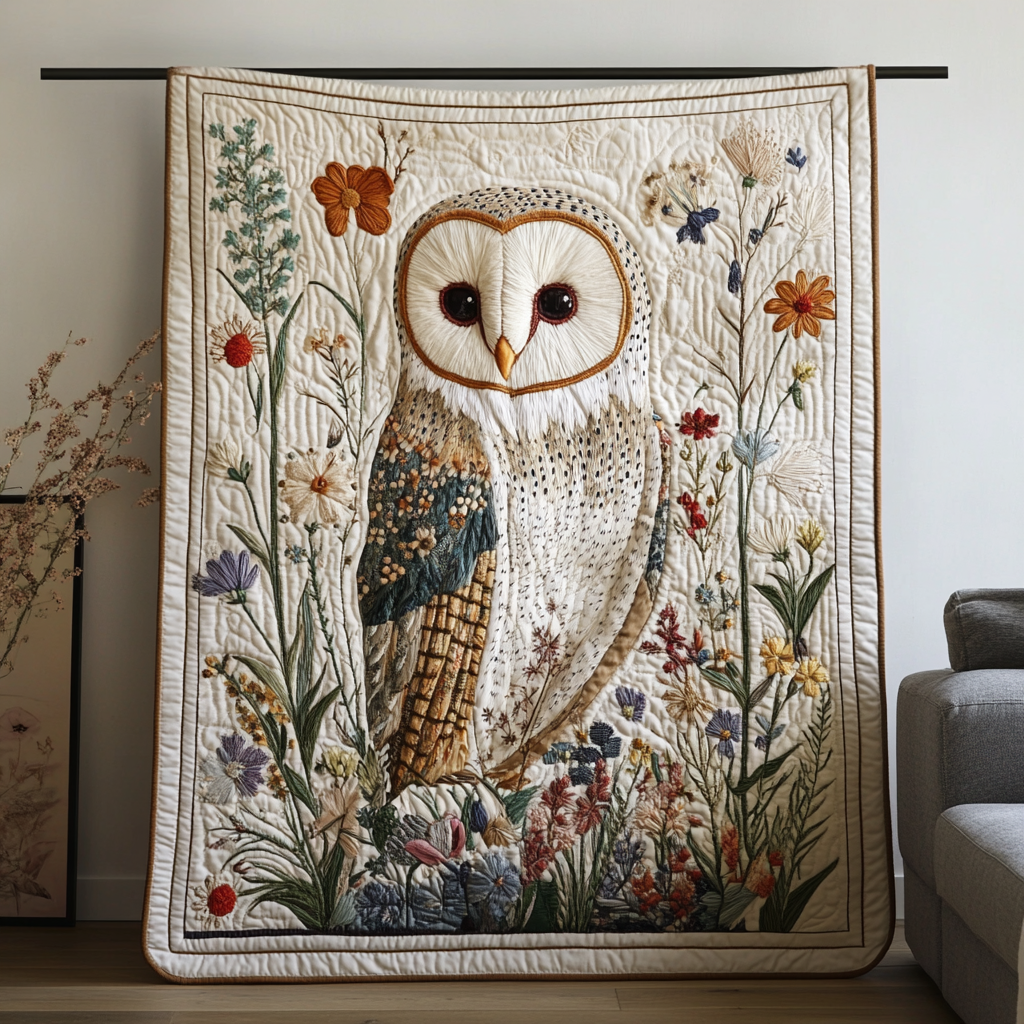Nocturnal Wings Quilted Blanket Best Throw Blanket Owl Presents For Her - Marykun