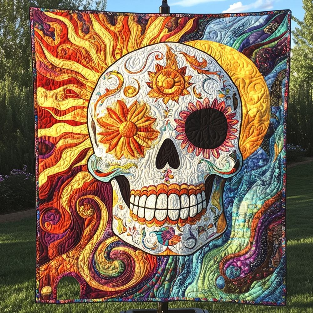 Obsidian Skull Quilted Blanket Sofa Couch Throw Blanket Skull Gifts For Men Women - Marykun