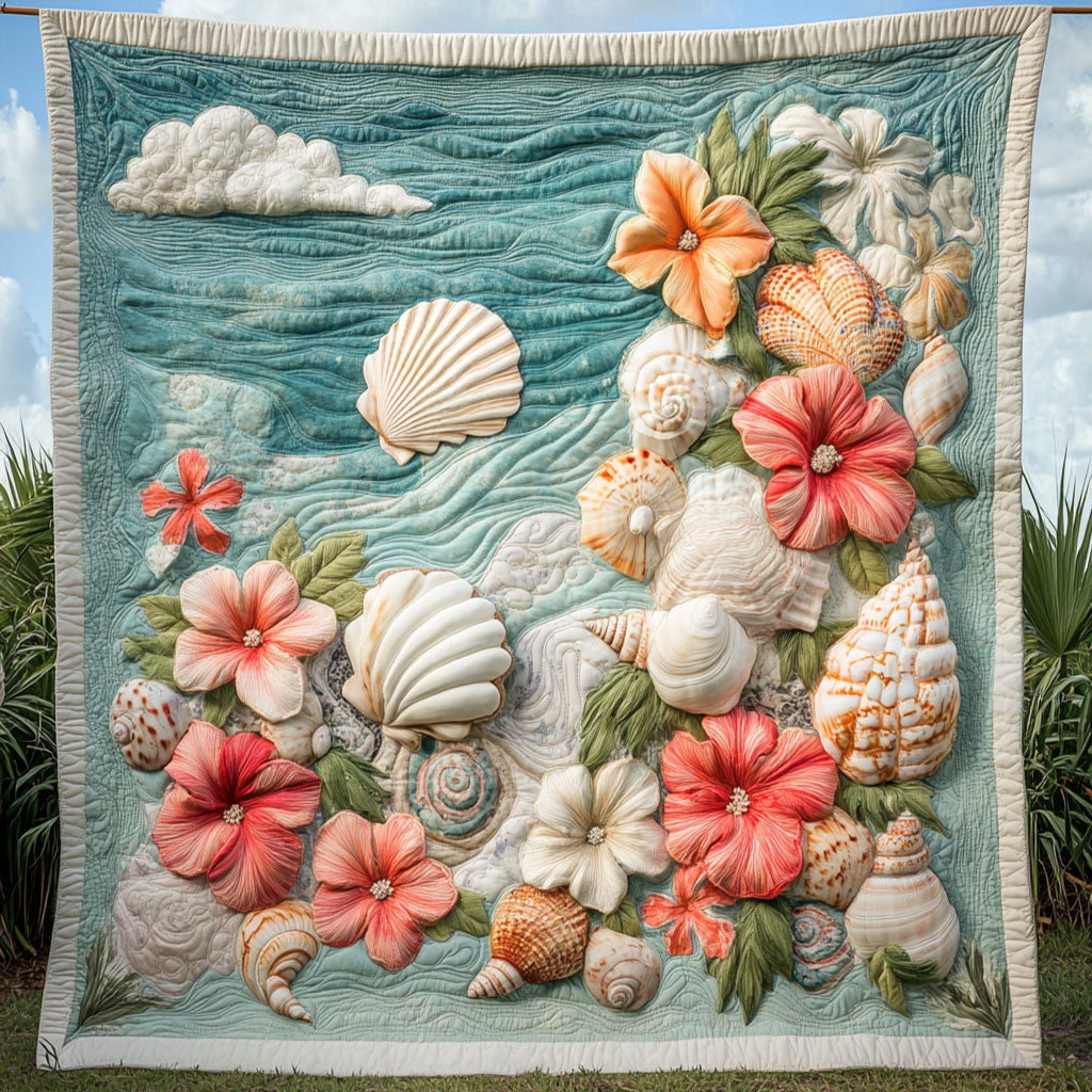 Ocean Bloom Quilted Blanket Bed Christmas Decor Gifts For An Ocean Lover - Marykun
