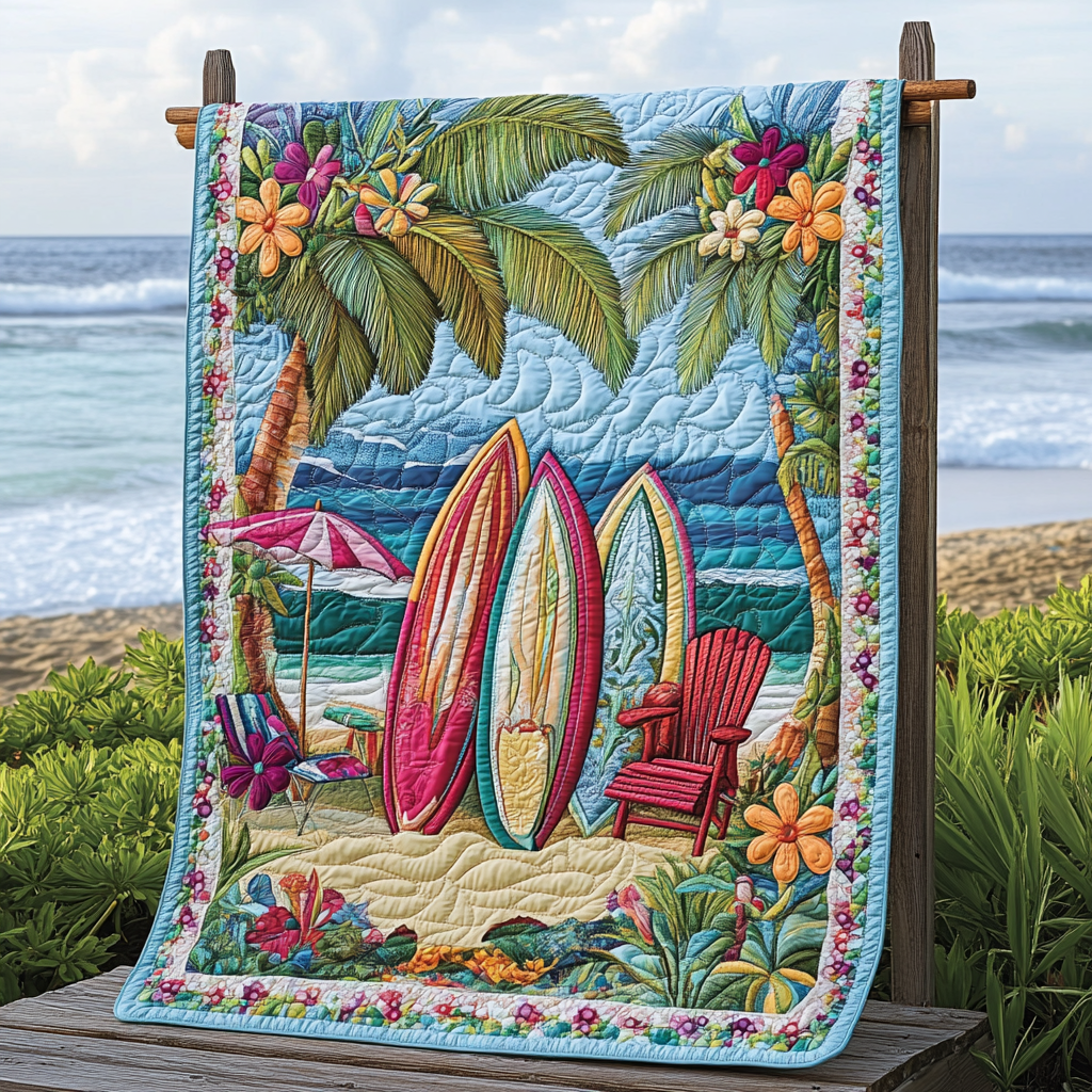 Ocean Escape Quilted Blanket Bedroom Decor Gifts For Gnome Lovers - Marykun