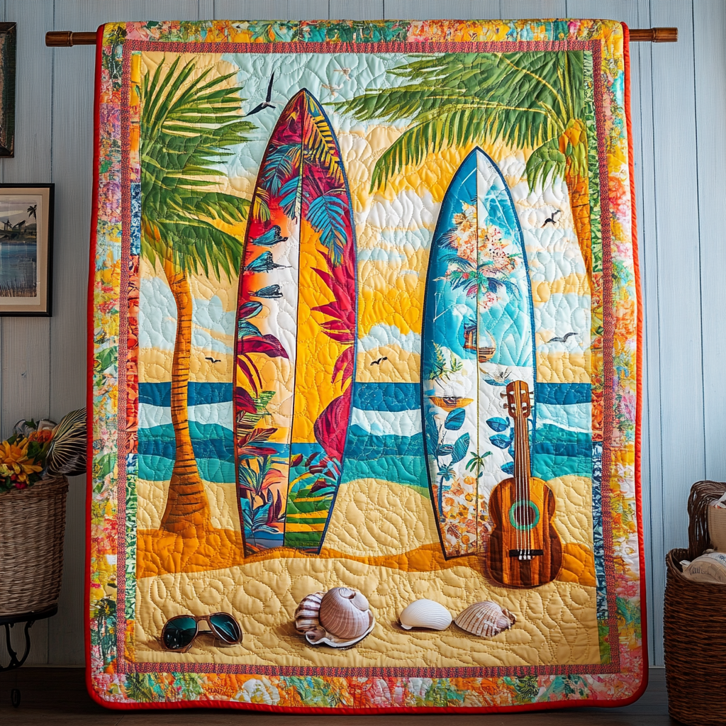 Ocean Melody Quilted Blanket Xmas Holiday Beach Housewarming Gifts - Marykun