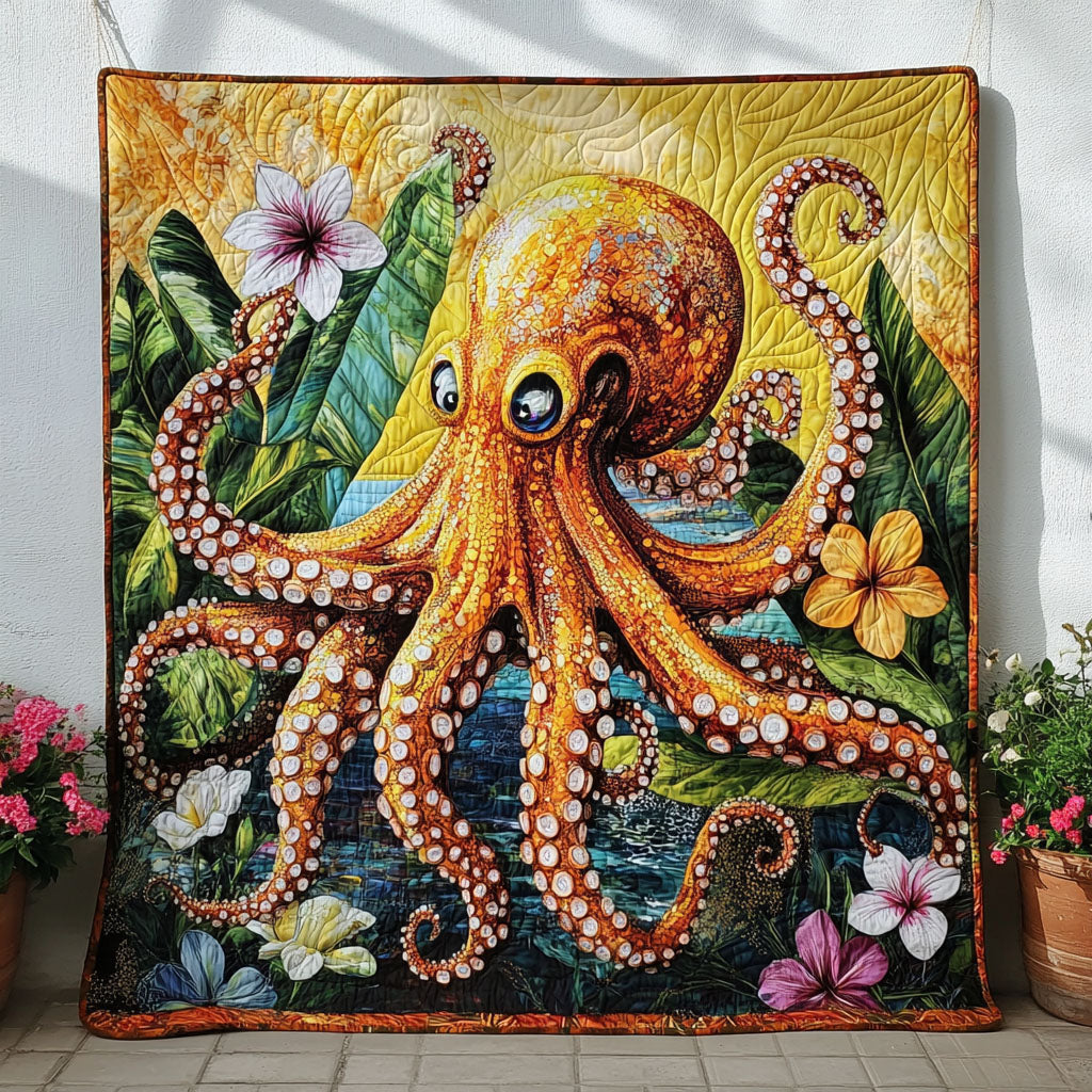 Ocean Spinner Quilted Blanket Cool Throw Blanket Octopus Themed Gifts - Marykun