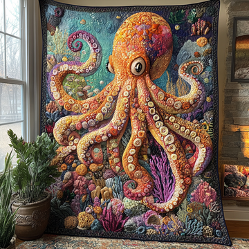 Oceanic Embrace Quilted Blanket Bedroom Xmas Decor Octopus Gifts For Adults - Marykun
