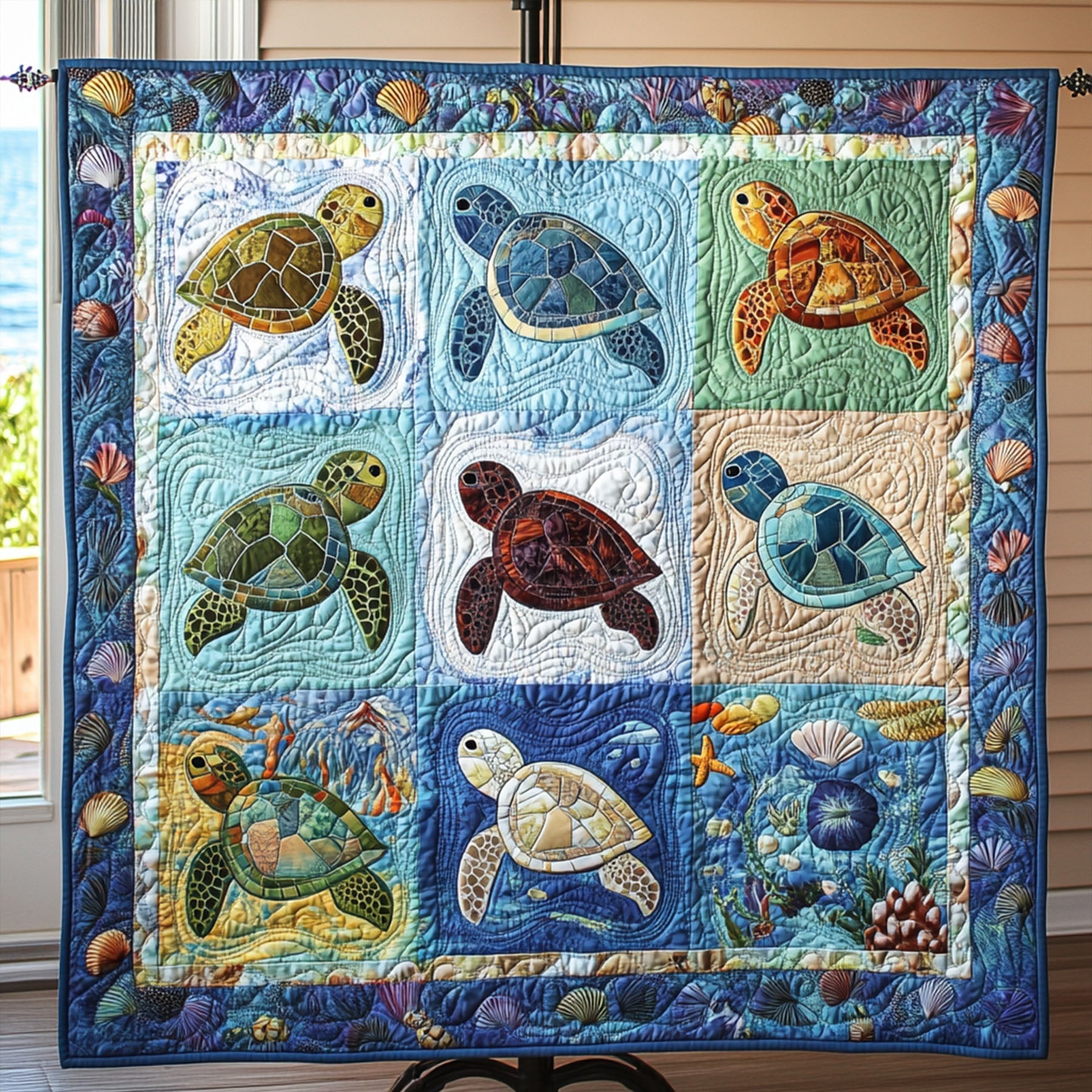 Oceanic Wonders Quilted Blanket Cute Throw Blanket Turtle Present Ideas - Marykun